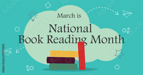 National Book Reading Month Campaign banner. Celebration to encourage reading for all ages.
