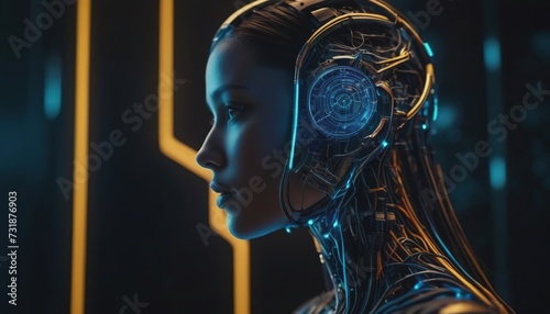 artificial intelligence, cyborg girl, artificial intelligence girl, artificial intelligence in human form photo