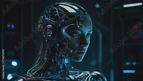 artificial intelligence, cyborg girl, artificial intelligence girl, artificial intelligence in human form photo