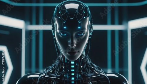 artificial intelligence, cyborg girl, artificial intelligence girl, artificial intelligence in human form photo