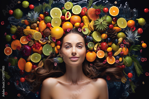 Gesundheitsglanz: Natürliche Schönheit mit Obst im Wellnessbereich. Wellnes Hintergrund Design
