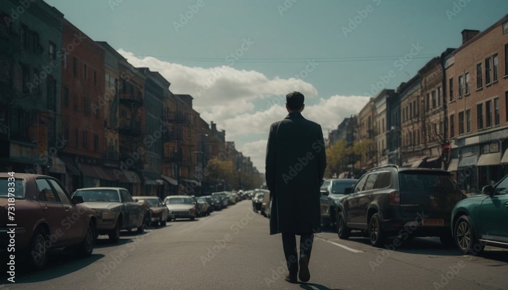 a guy walks in the middle of the road on the street, a guy walks on an empty street, a man walks around the city a guy walks in the middle of the road on the street, a guy walks on an empty street, a man walks around the city