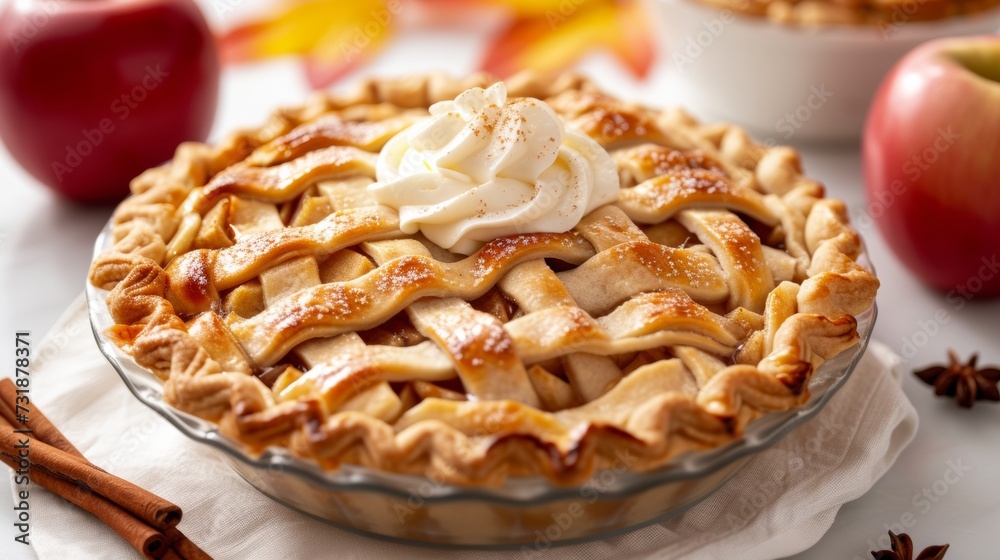 Apple Pie with Whipped Cream Topping Apple Pie with Whipped Cream Topping