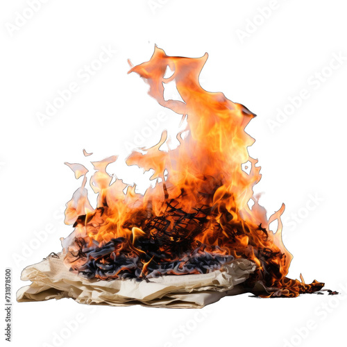Still life of burnt paper with flames png