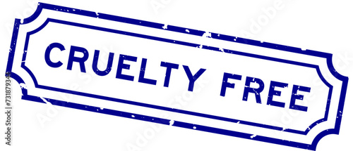 Grunge blue cruelty free word rubber seal stamp on white background