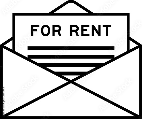 Envelope and letter sign with word for rent as the headline