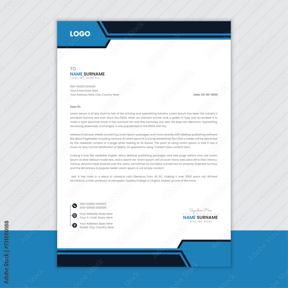 Obraz premium Modern corporate business letterhead template design