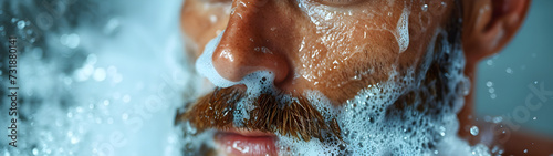 Close-Up Portrait Of Man Taking A Bath With Foam