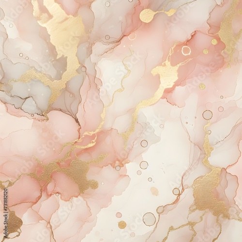 A design template for wedding invitations showcases an artistic depiction with a liquid watercolor backdrop in muted blush hues, complemented by the semblance of a pastel pink marble drawing.