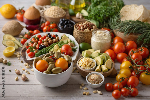 Healthy food for balanced flexitarian mediterranean diet concept. Ai Generated photo