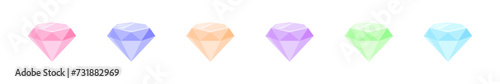 Gemstone flat icon. Gem, diamond and cristal set. Isolated vector illustration