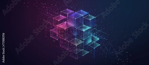 Futuristic metaverse digital cubes blocks technology network connection concept. AI generated image