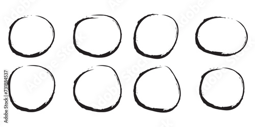 Hand drawn circle line sketch set isolated on white background. Vector circular scribble doodle round circles for message and for note mark . Vector illustration. EPS 10  photo