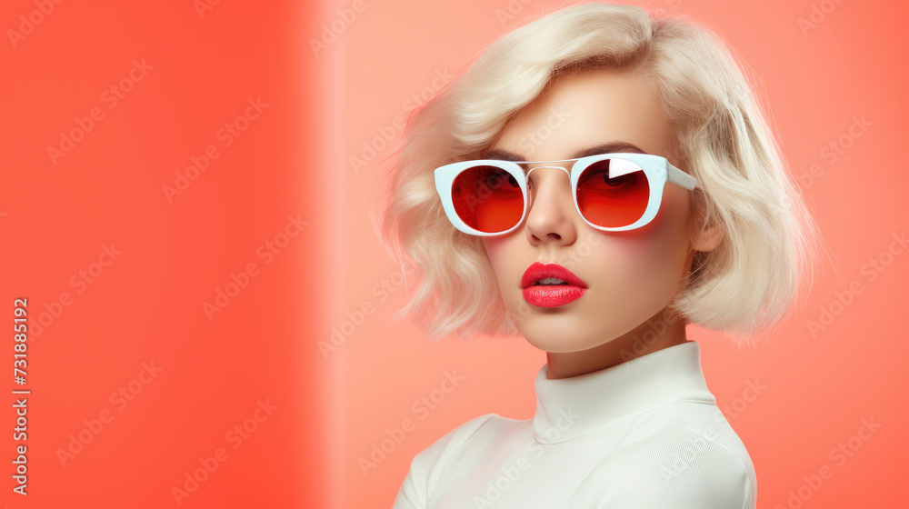 Holiday fashion: A chic woman embraces summer sunglasses sophistication with grace and allure, embodying high fashion on the city streets. A captivating blend of style and confidence