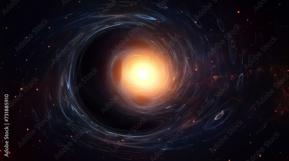 Fototapeta premium 우주의 심연, 블랙홀을 둘러싼 별빛의 궤적