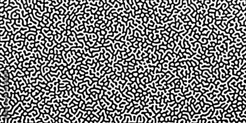 Turing reaction diffusion monochrome seamless pattern with chaotic motion .Linear design with biological shapes. Organic lines in memphis. abstract turing organic wallpaper background .