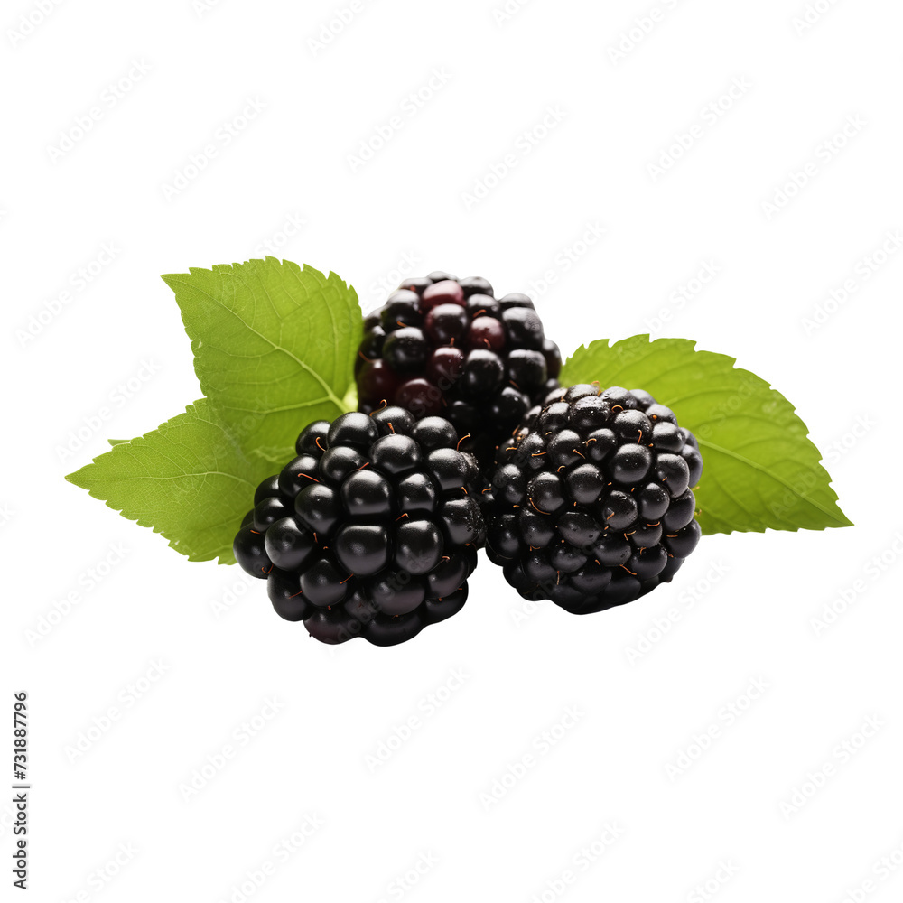 Blackberries isolated on a transparent background.