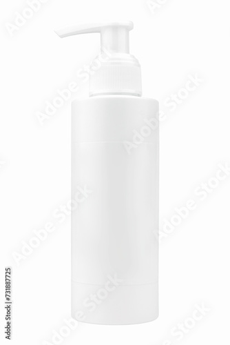 white empty bottle, for cosmetics and medicines, on a white background with place for text