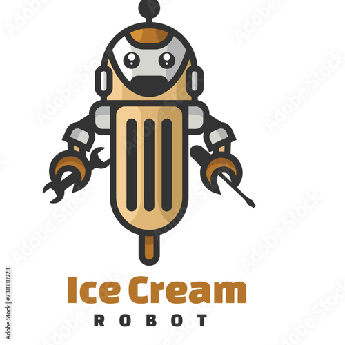 robot charater mascot logo