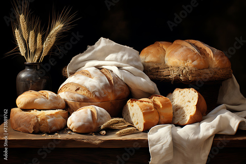 Different types of bread. Bakery concept. Variety of bread close up. Assortment of baked bread on wooden background. Gluten free breads on wooden background.