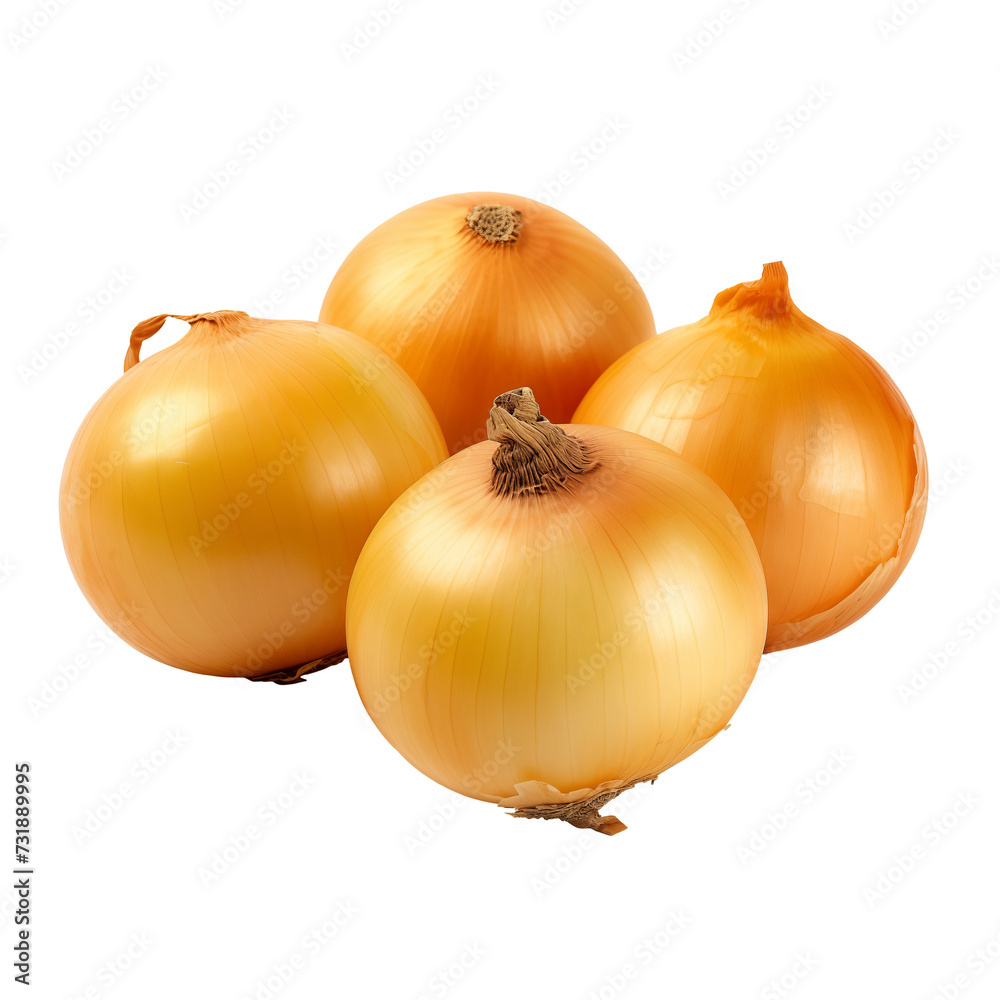 Fototapeta premium Onions isolated on a transparent background.