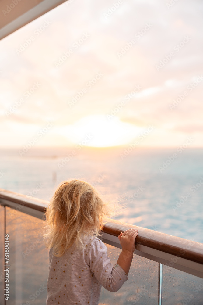 child on cruise balcony in bahamas