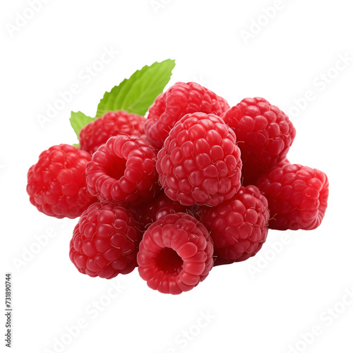 Raspberries isolated on a transparent background.