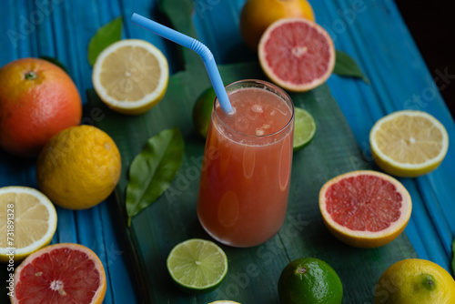 Sliced Grapefruit, Apple, Lemon and Lime Fruit on Wooden Background Photo, Üsküdar Istanbul, Turkiye (Turkey)