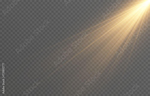 Vector light png. Realistic bright flash of light png. Sun, sun rays.