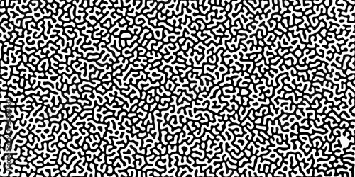 Turing reaction diffusion monochrome seamless pattern with chaotic motion .Linear design with biological shapes. Organic lines in memphis. abstract turing organic wallpaper background .