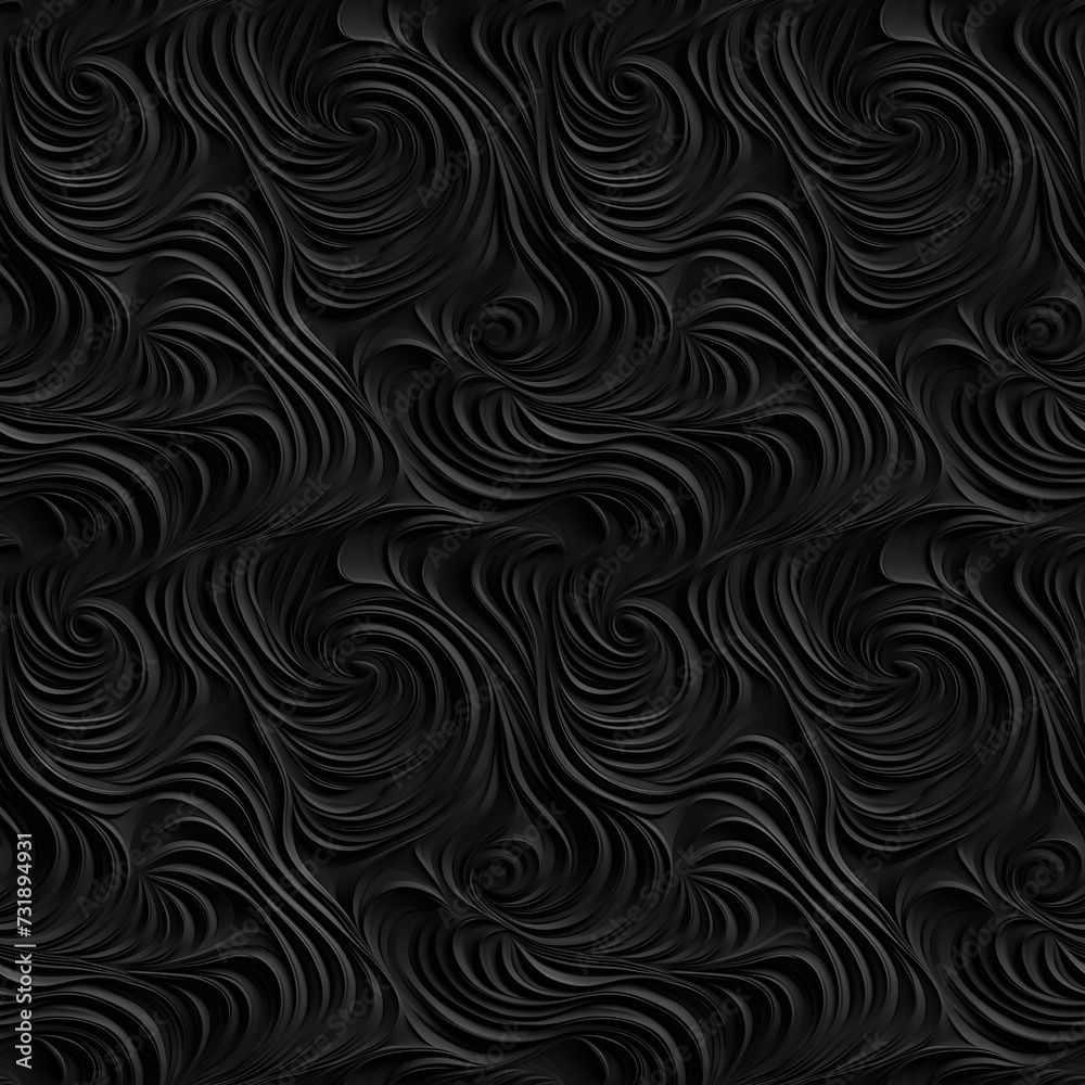 Black and white seamless pattern with classic line and foliage ornament. Seamless texture background