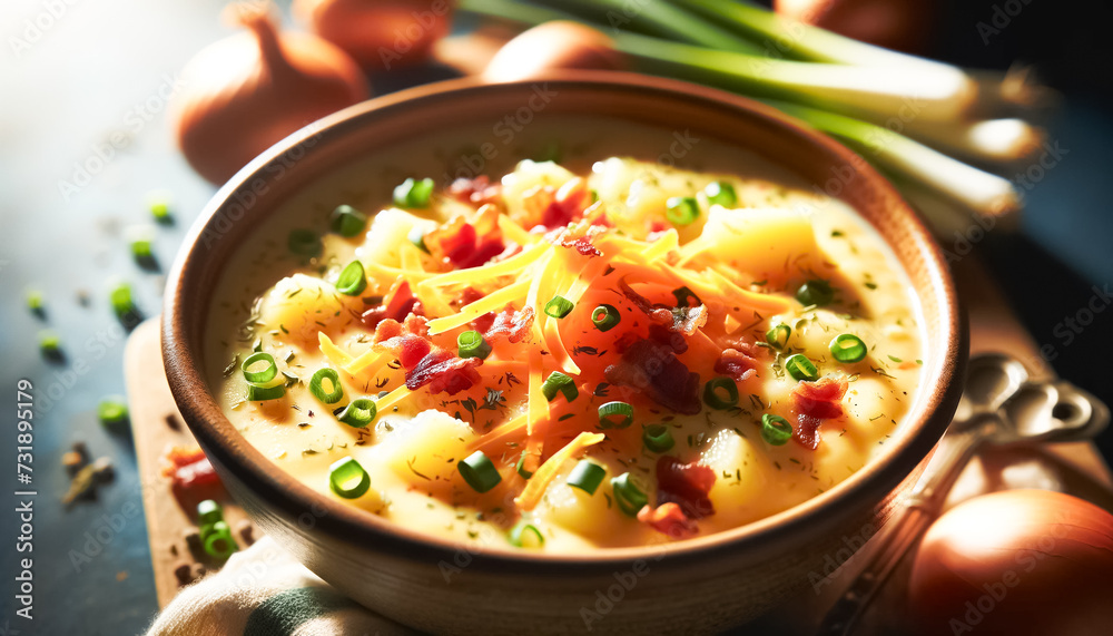 Steaming Hot Bowl of Comforting Chicken Noodle Soup