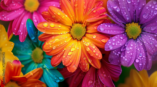 rainbow flowers background. colorful background. Vibrant color. Colorful rainbow flower background. background suitable for your banner, poster, flyer and more design