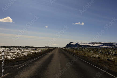 View on a road in the Suðurland region in the south of Iceland