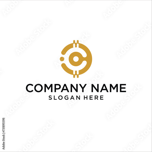 Later C Crypto Coin Logo Template Initial Letter Stock Vector