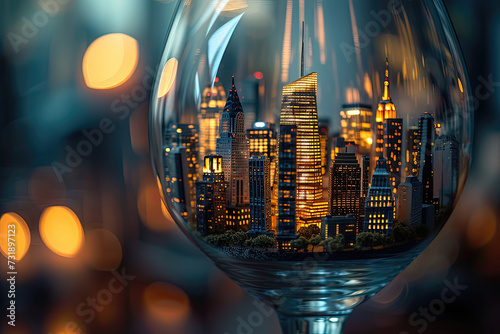 New York city in a wineglass. New York diorama photo