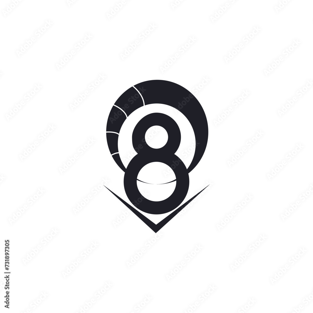 Number 8 logo silhouette vector on white background. Number 8 logo silhouette vector on white background.