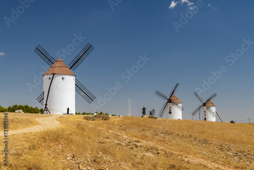 Windmills near Mota del Cuervo  Toledo  Castilla La Mancha  Spain