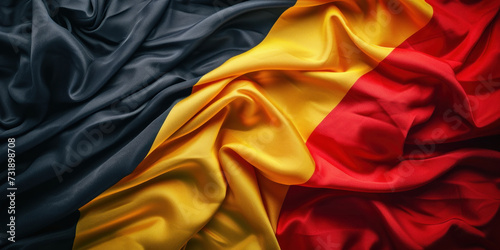 Wavy fabric in colors of the belgian flag, background, wallpaper, backdrop photo