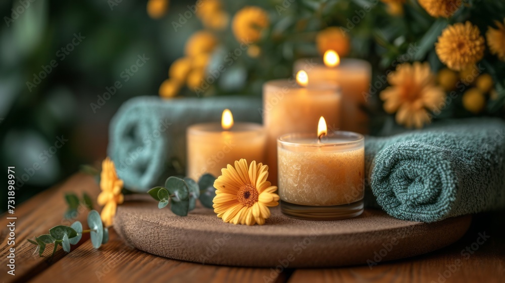 Spa still life with aromatic candles Spa still life with aromatic candles
