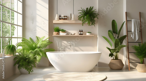 modern room with a plant