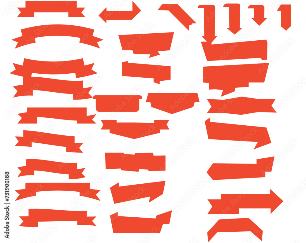 Red ribbon banners and flags. Retro bend tape, vintage banner flag and curved banner isolated flat vector set. Decorative ribbons and streamers. Scarlet pennants and labels. Flaglike dividers Red ribbon banners and flags. Retro bend tape, vintage banner flag and curved banner isolated flat vector set. Decorative ribbons and streamers. Scarlet pennants and labels. Flaglike dividers