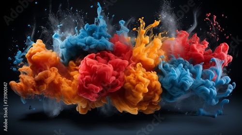 Abstract colorful splash on dark background vibrant paint, water, or smoke pattern