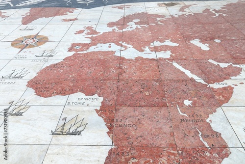 Stone world map in Lisbon
