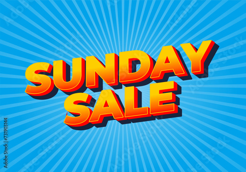 Sunday sale. Text effect in 3D style and eye catching colors
