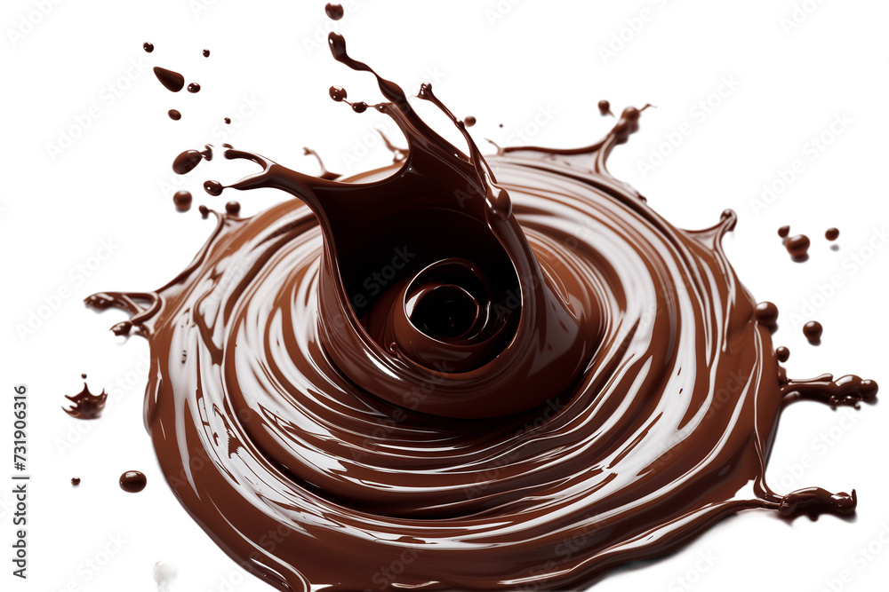 chocolate spread waves with splashes PNG file - obrazy, fototapety, plakaty 