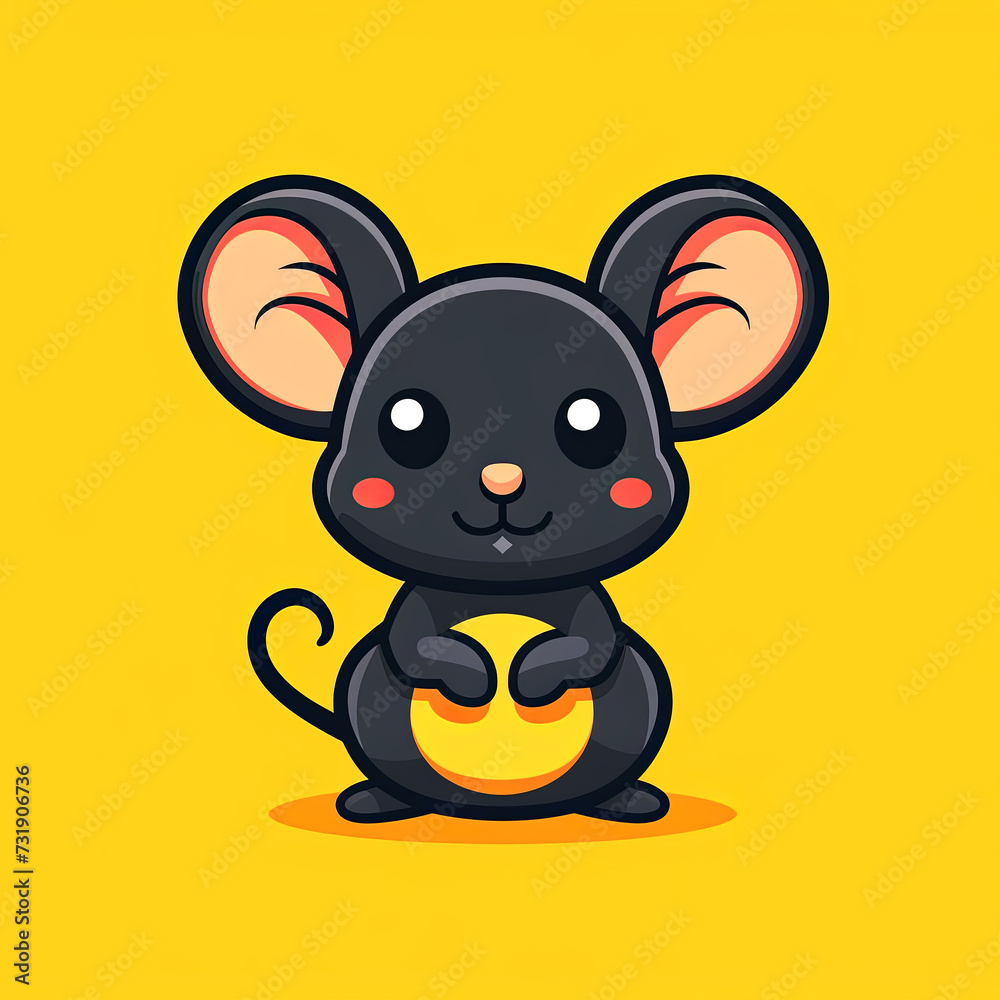 Cute funny mouse illustration on colorful background. Cute funny mouse illustration on colorful background.