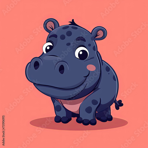 Cute vector style hippo illustration.  © Melvillian