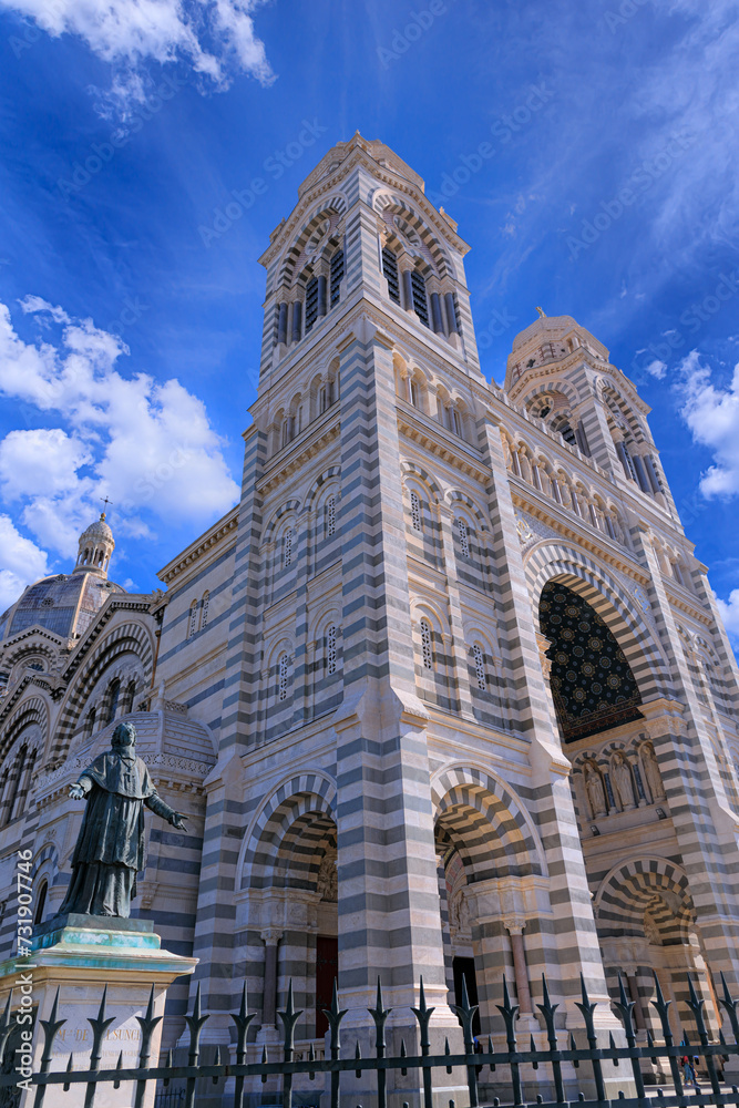 View of The Cathedral of Sainte-Marie-Majeure in Marseille, France.
