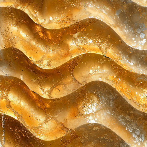 gold abstract waves Pattern Tile for seamless backgrounds and for filling surfaces, ai generated